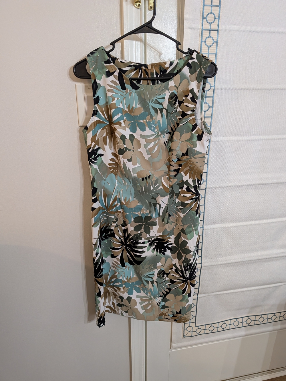 connected apparel Sleeveless Floral Sheath Dress in Teal, Olive, and Black